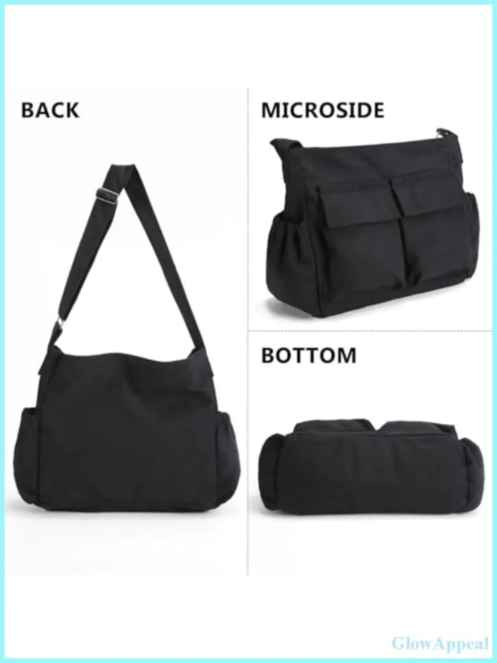 Thickened Canvas Messenger Bag Large Crossbody Hobo Tote with Laptop Compartment